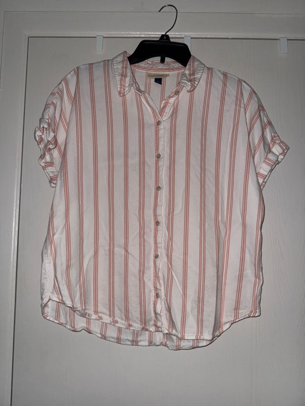 Universal Thread White Shirt with Peach Stripes